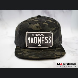 Cap - Snapback Style - Camo Design - w/ Texas Black Plate + MADNESS